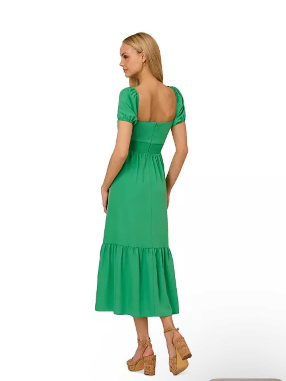 Adrianna Papell Women's Twist-Front Puff-Sleeve Midi Dress sz8 NWT - Picture 3 of 8